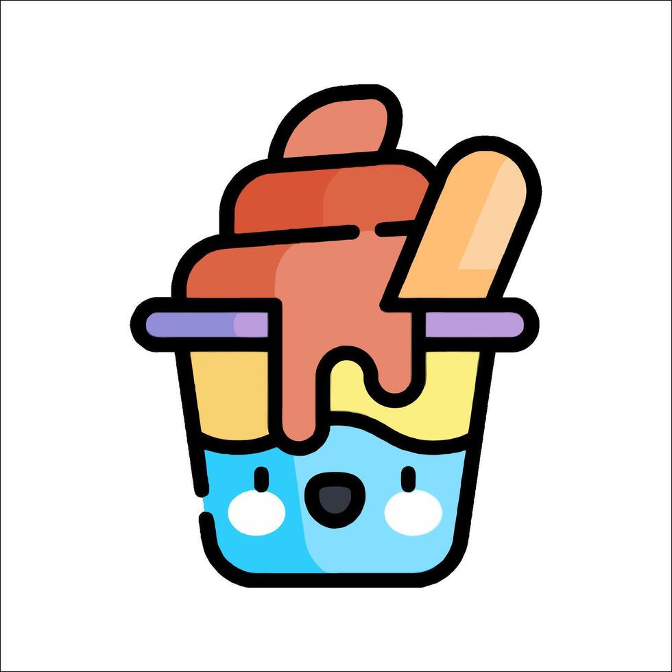 An ice cream cup with a face and a smile vector