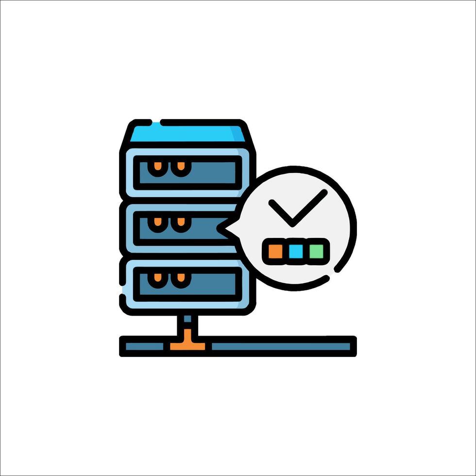 Server rack icon with a check mark vector