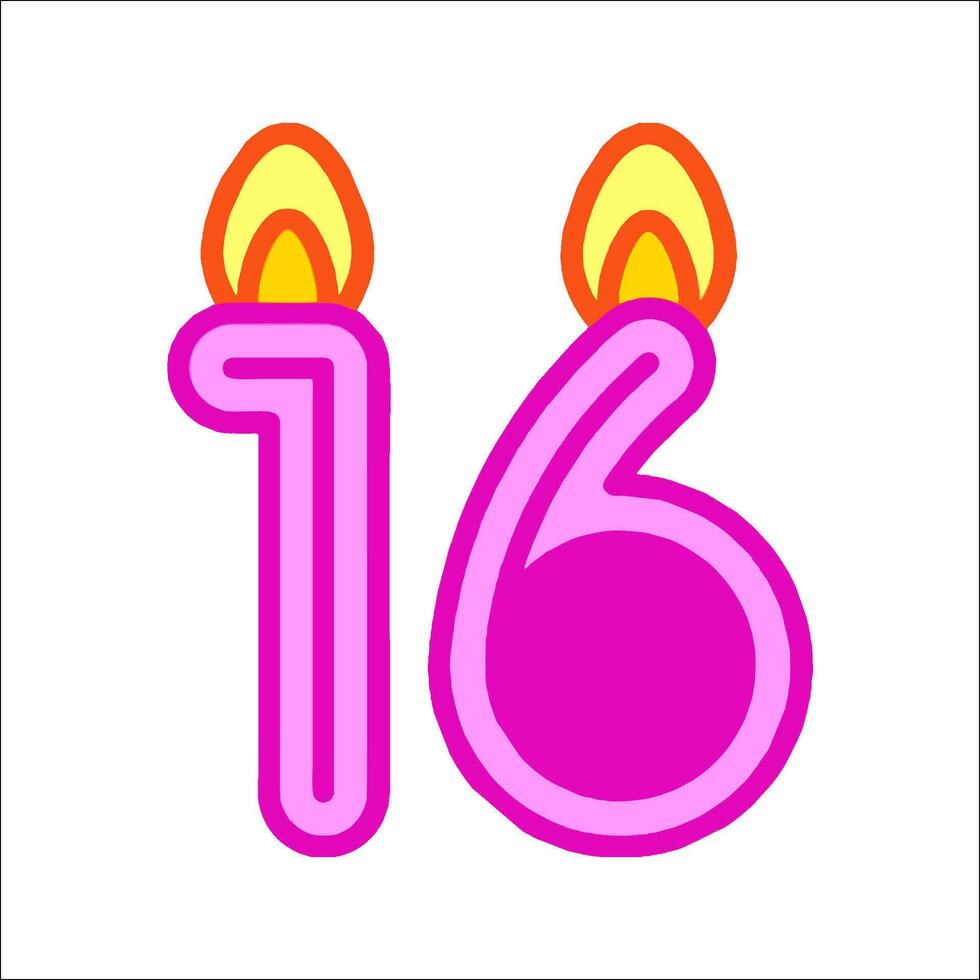 A birthday candle with the number sixteen on it vector