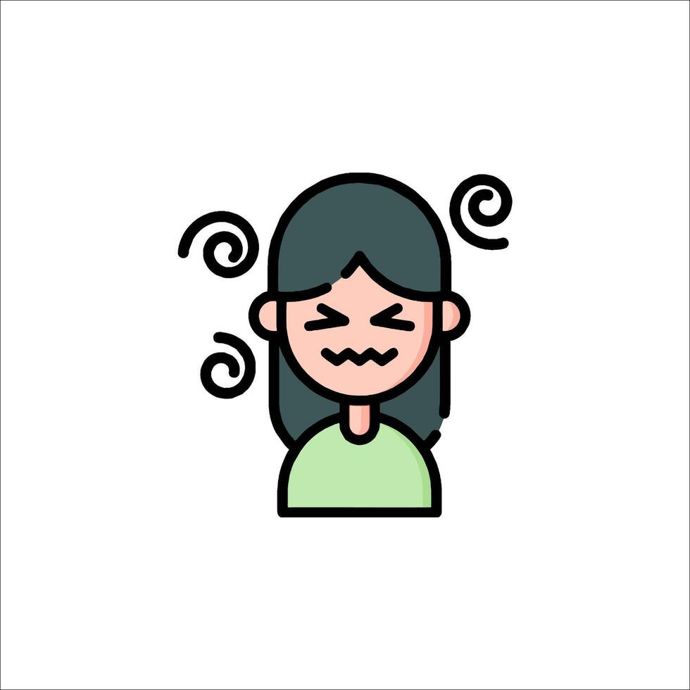 A woman with a headache icon vector