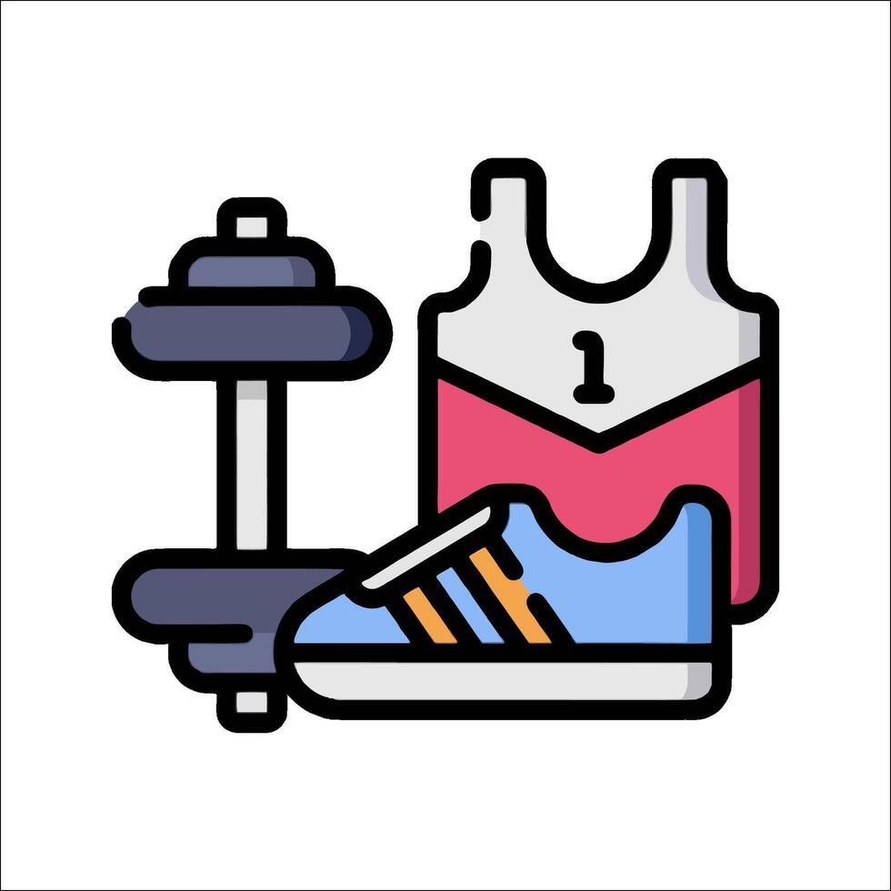 A pair of shoes and a vest with a dumbbell vector
