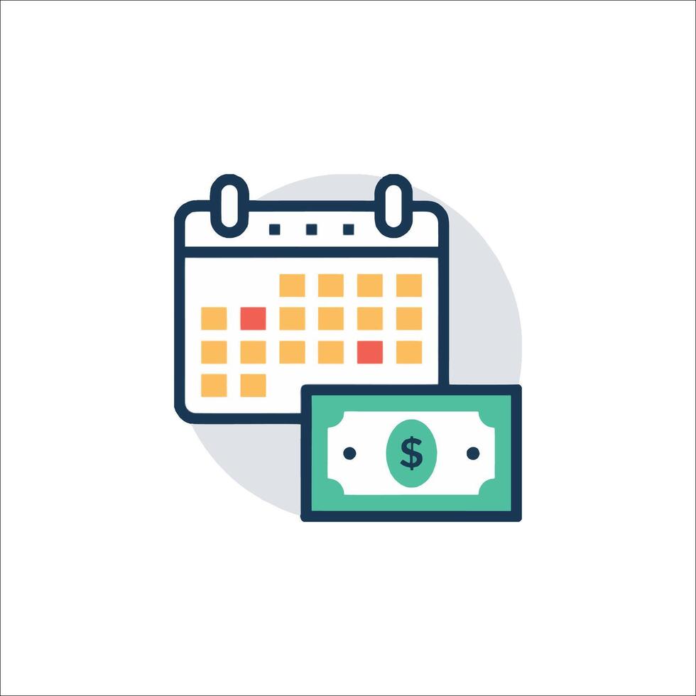 Calendar and money icon illustration vector