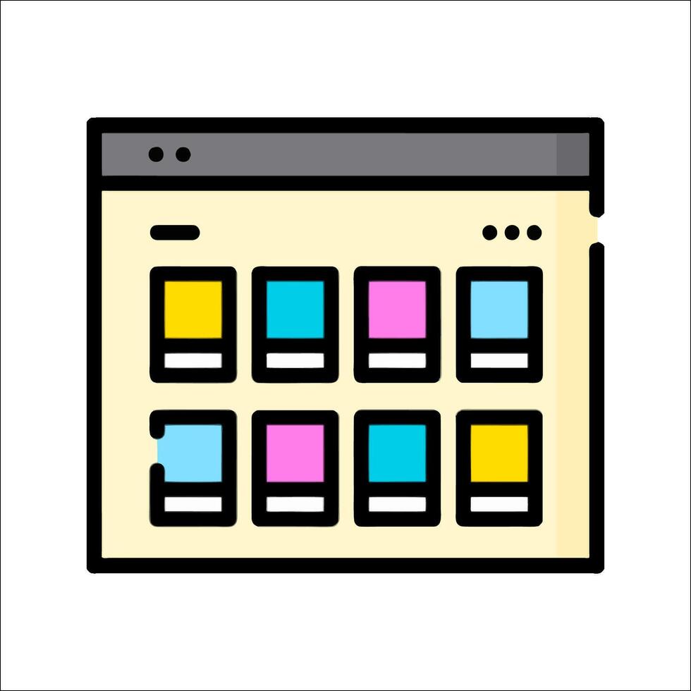 A web page with a number of different colored squares vector