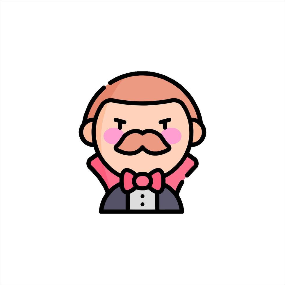 A cartoon man with a mustache and bow tie vector