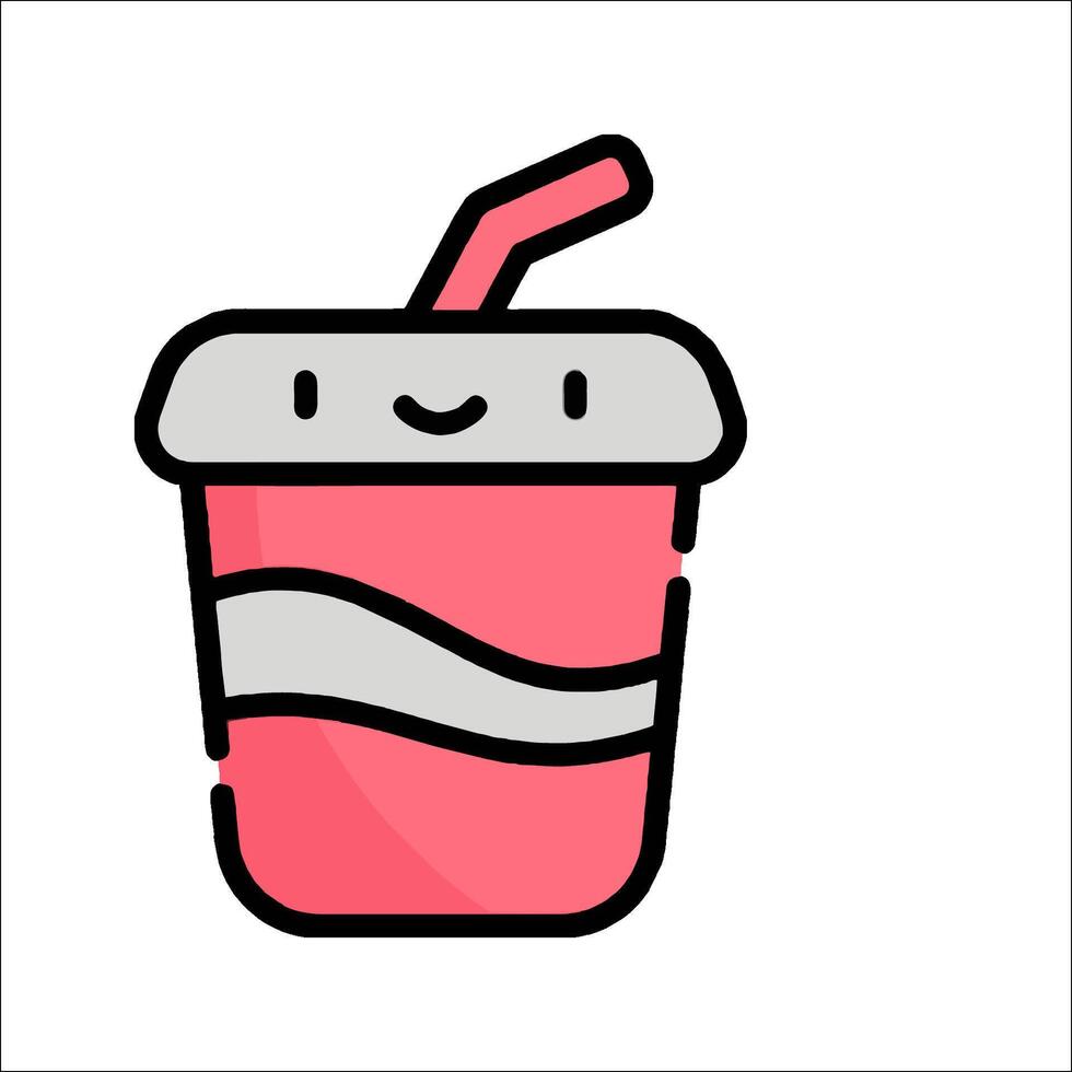 A drink cup with a straw and a smiley face vector