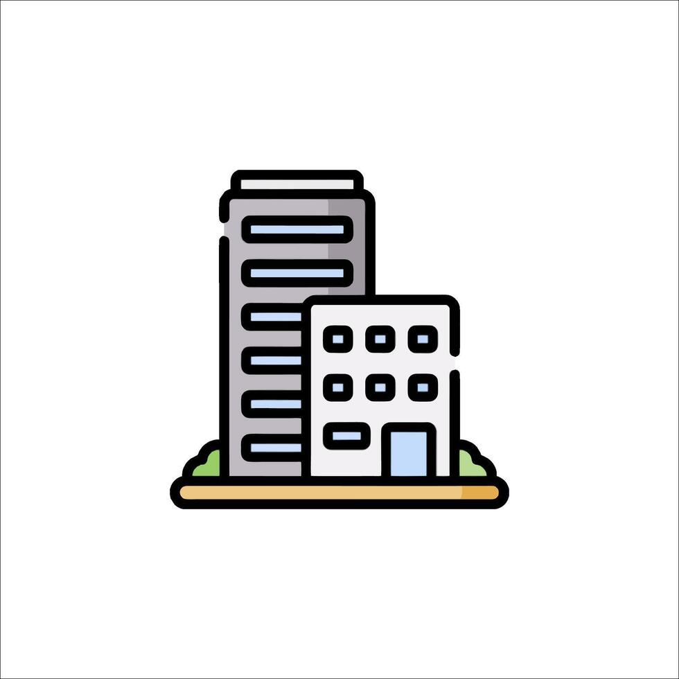 A building icon with a window and a building vector