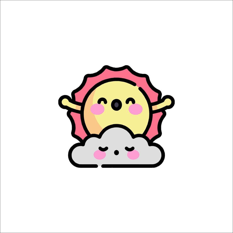 A cute sun and cloud with a smile vector