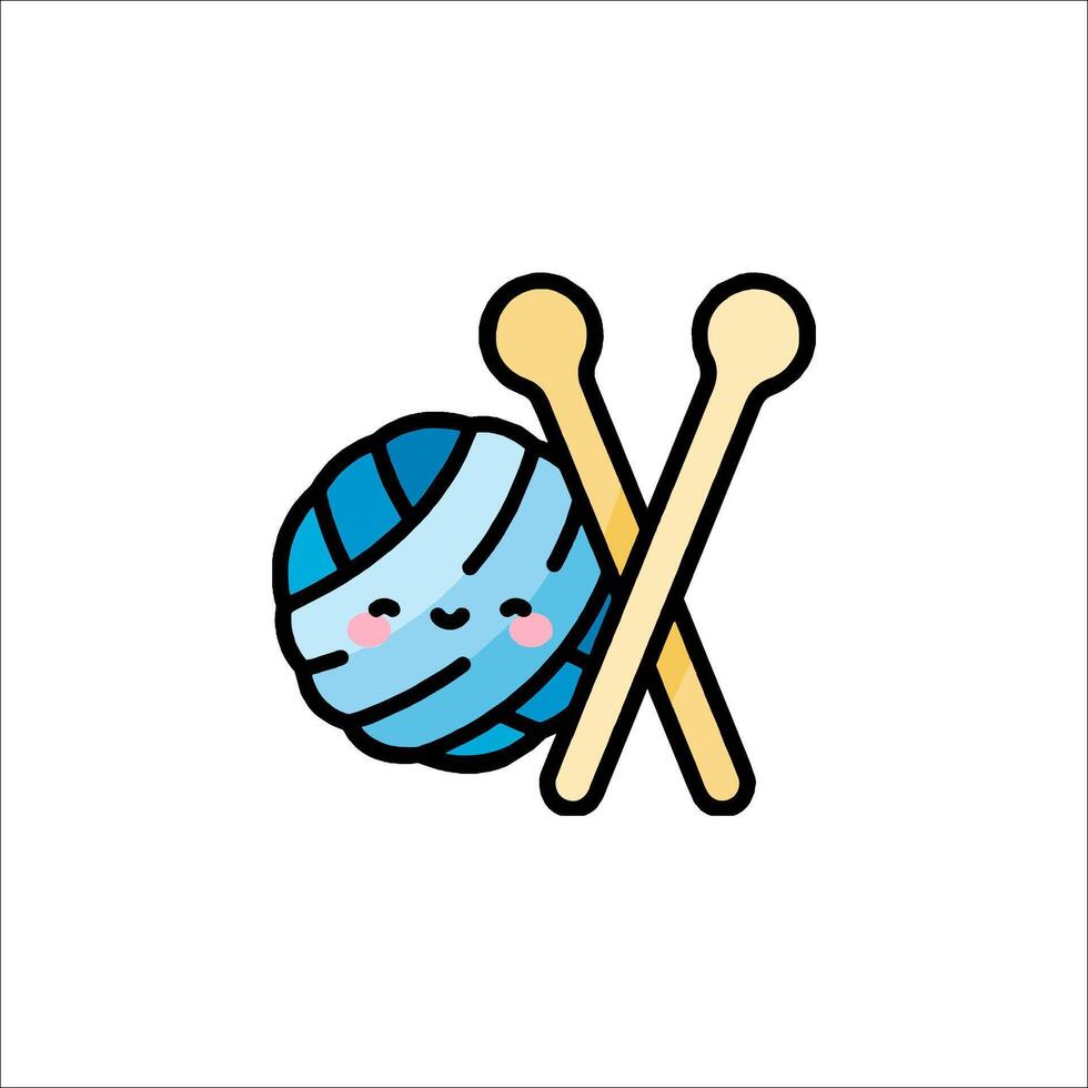 A knitting ball and two knitting needles vector