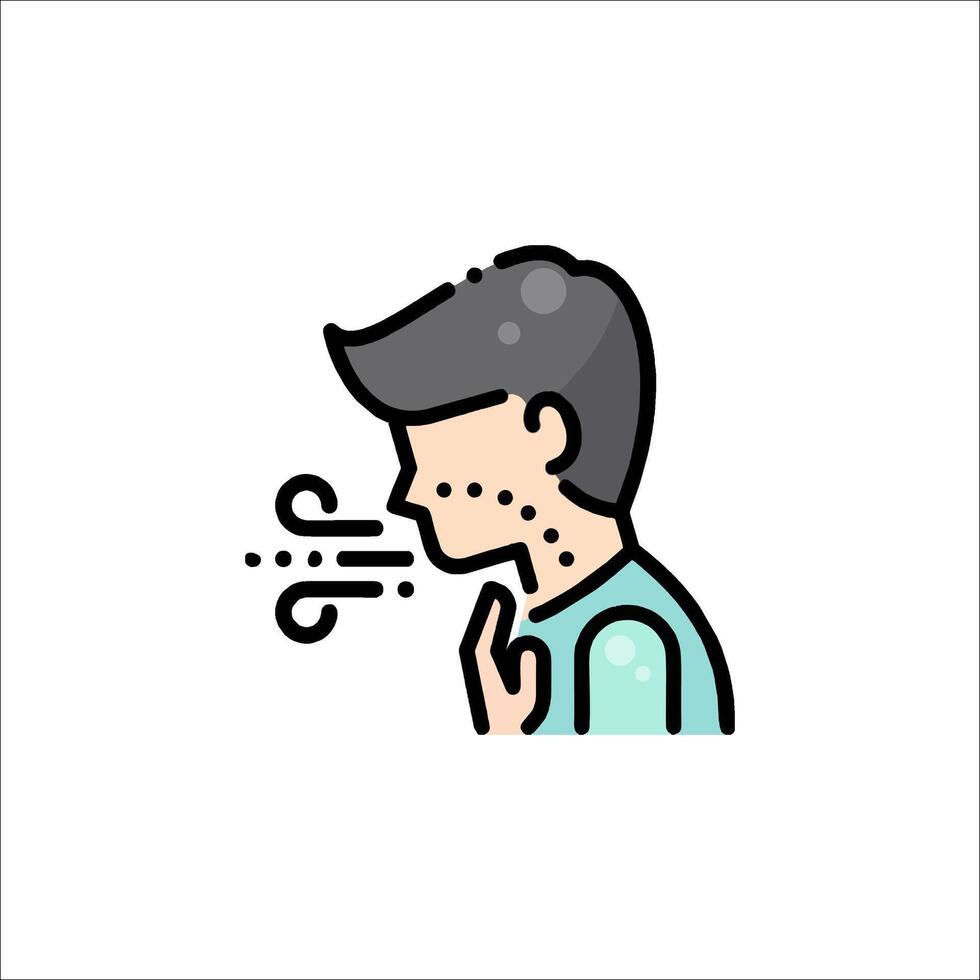 A man with a cold is blowing his nose vector