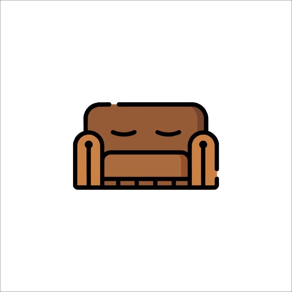 A brown couch with a face on it vector