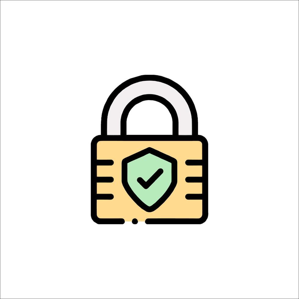 A lock icon with a check mark on it vector
