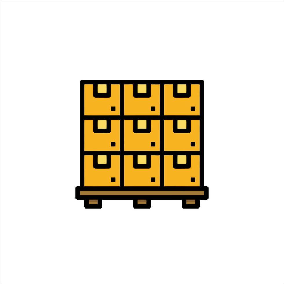 A yellow box on a pallet icon vector