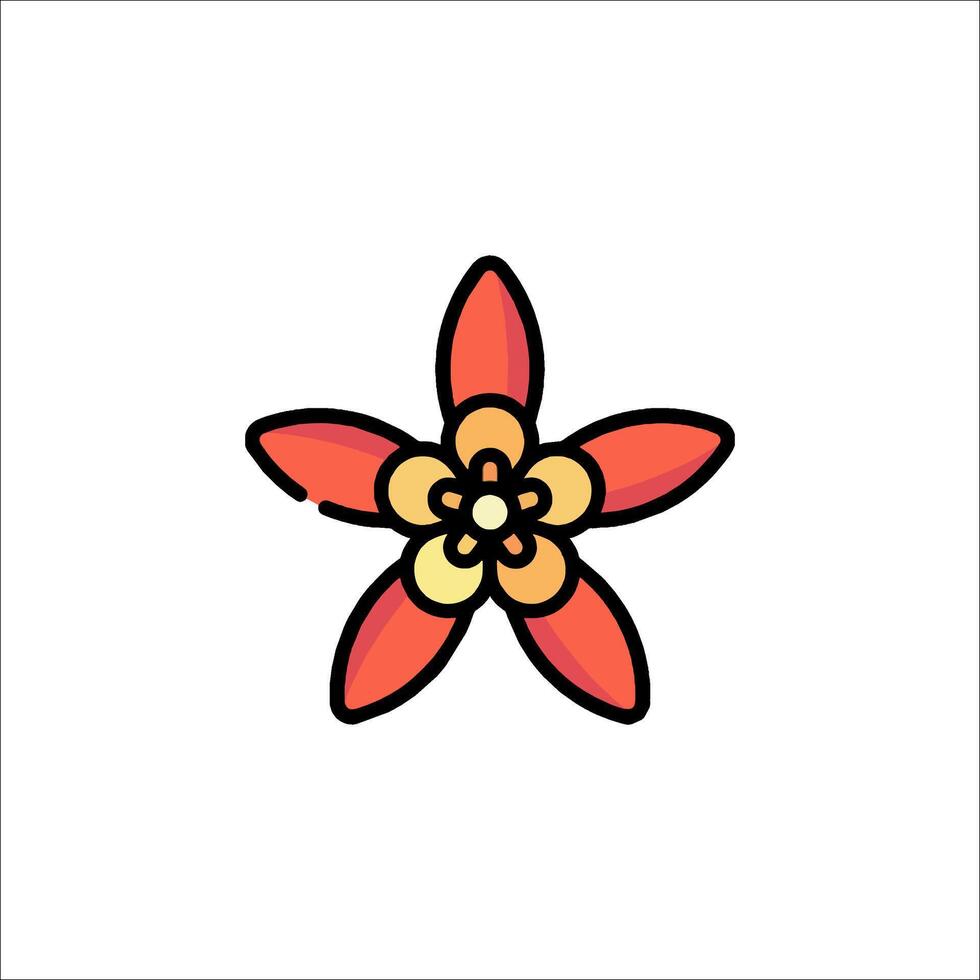 A flower icon with a red and orange petals vector