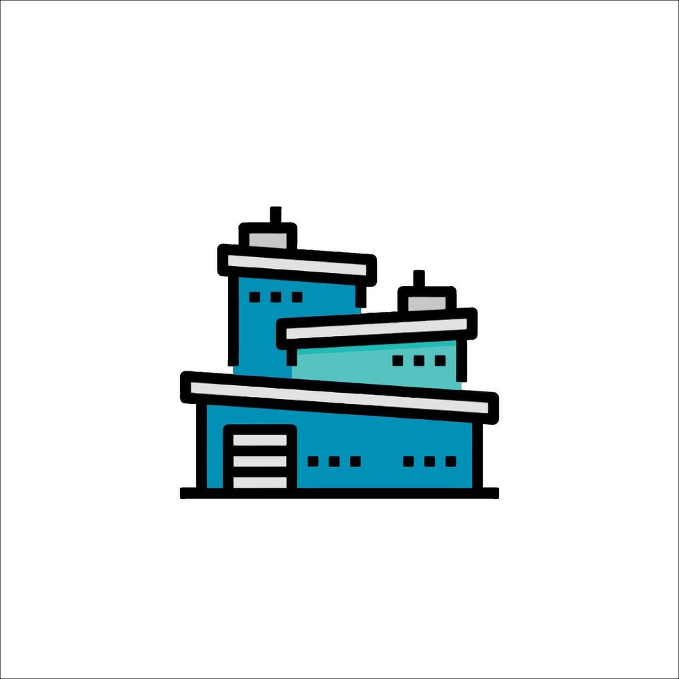 A building icon with a blue and green color scheme vector