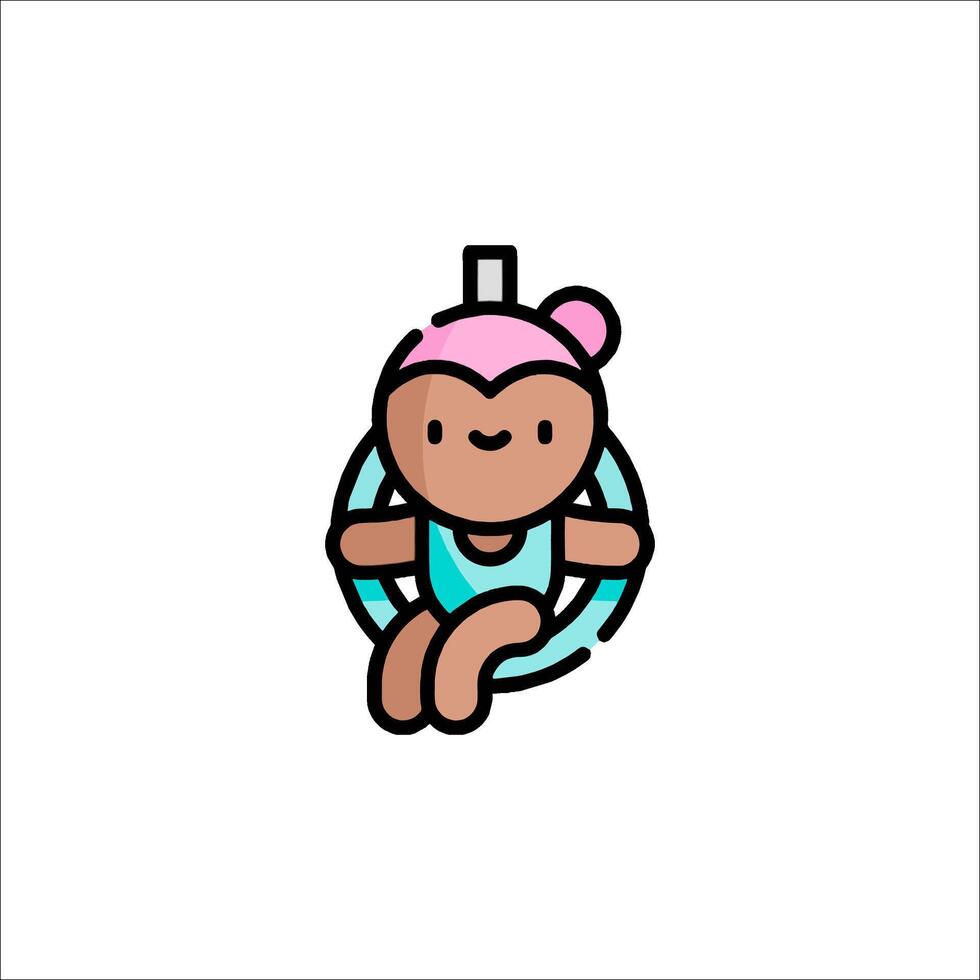 A cartoon monkey sitting on a ring vector
