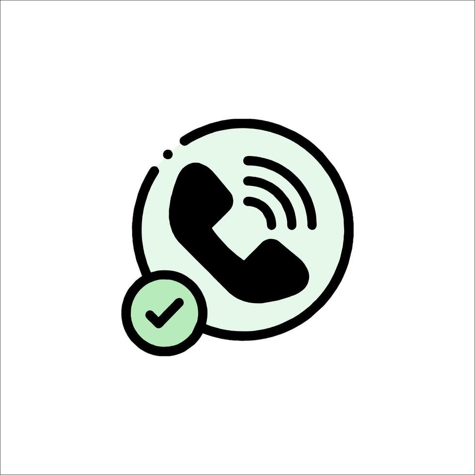 A phone icon with a check mark on it vector