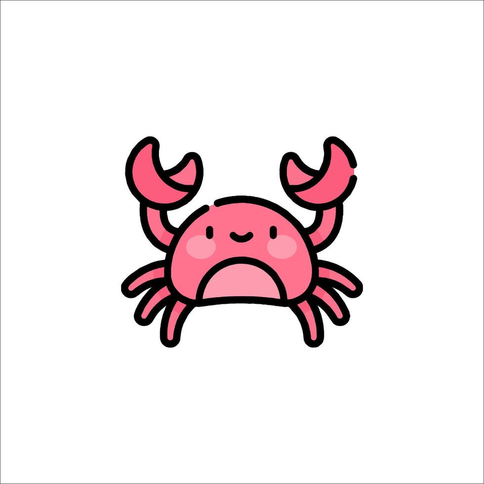 A cute pink crab icon on a white background vector