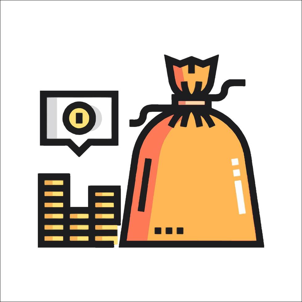 Money bag icon with coins and money vector