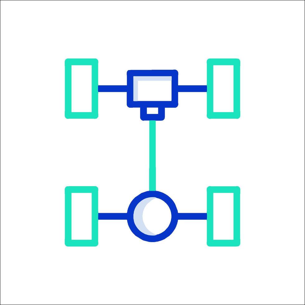 A blue and green icon of a computer vector