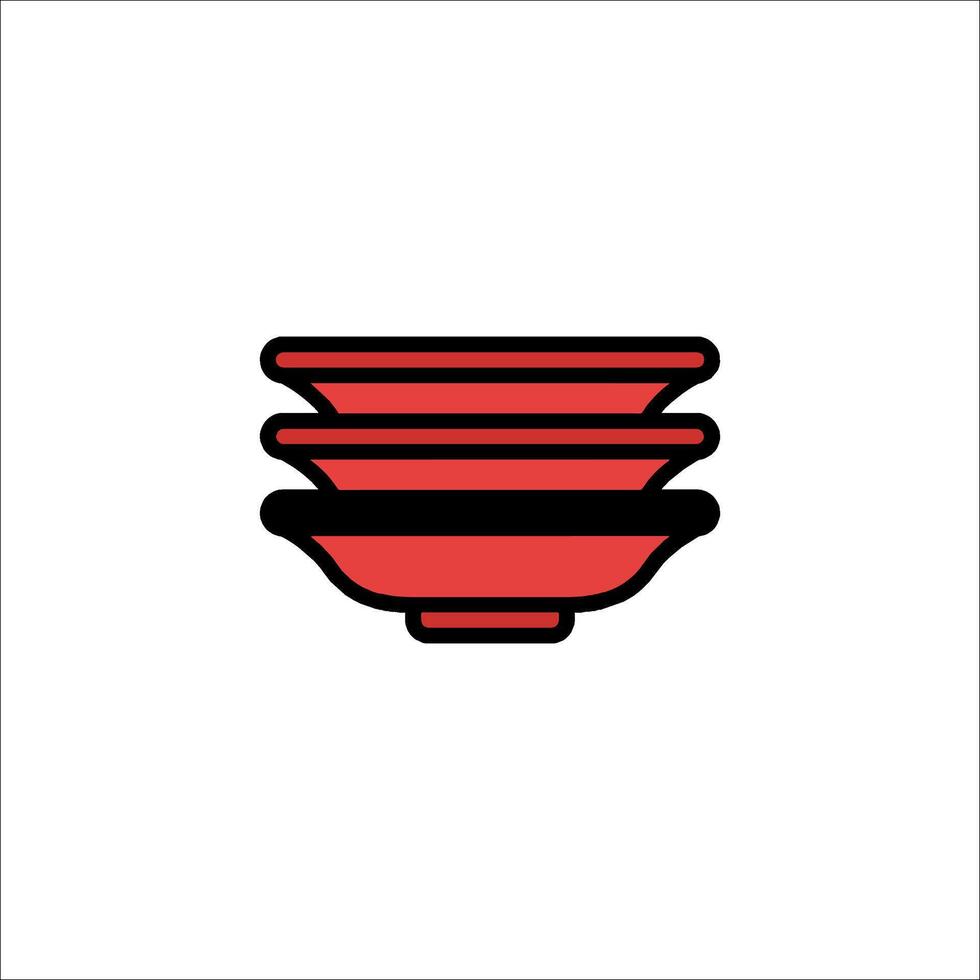 A red bowl with a black handle on top vector
