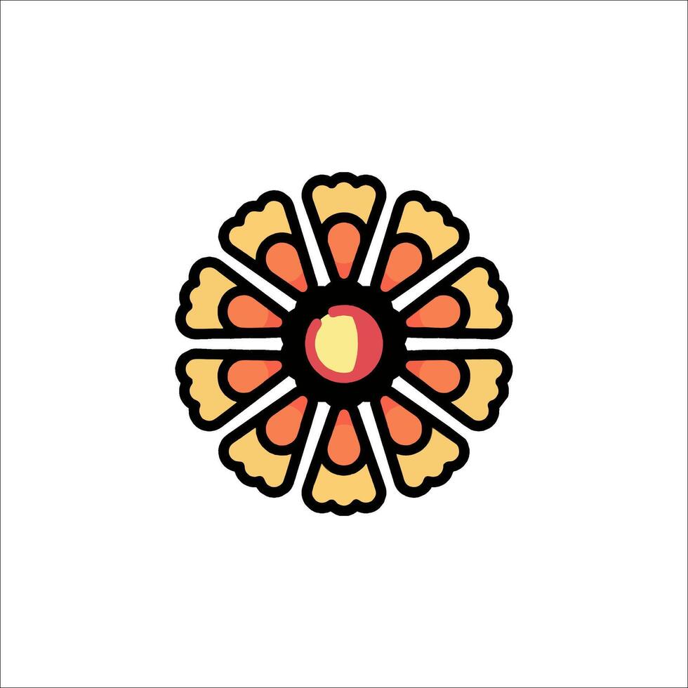 A flower with an apple in the center of it vector