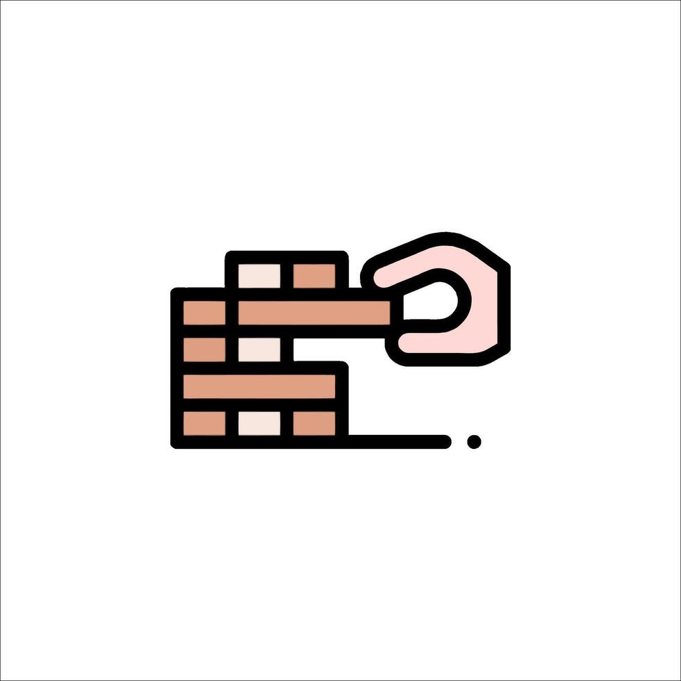 A hand reaching for a brick wall icon vector