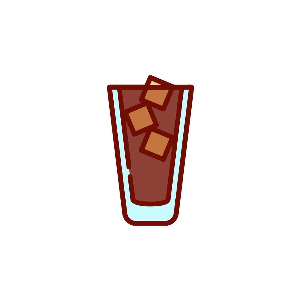 A glass of chocolate milk with chocolate cubes in it vector
