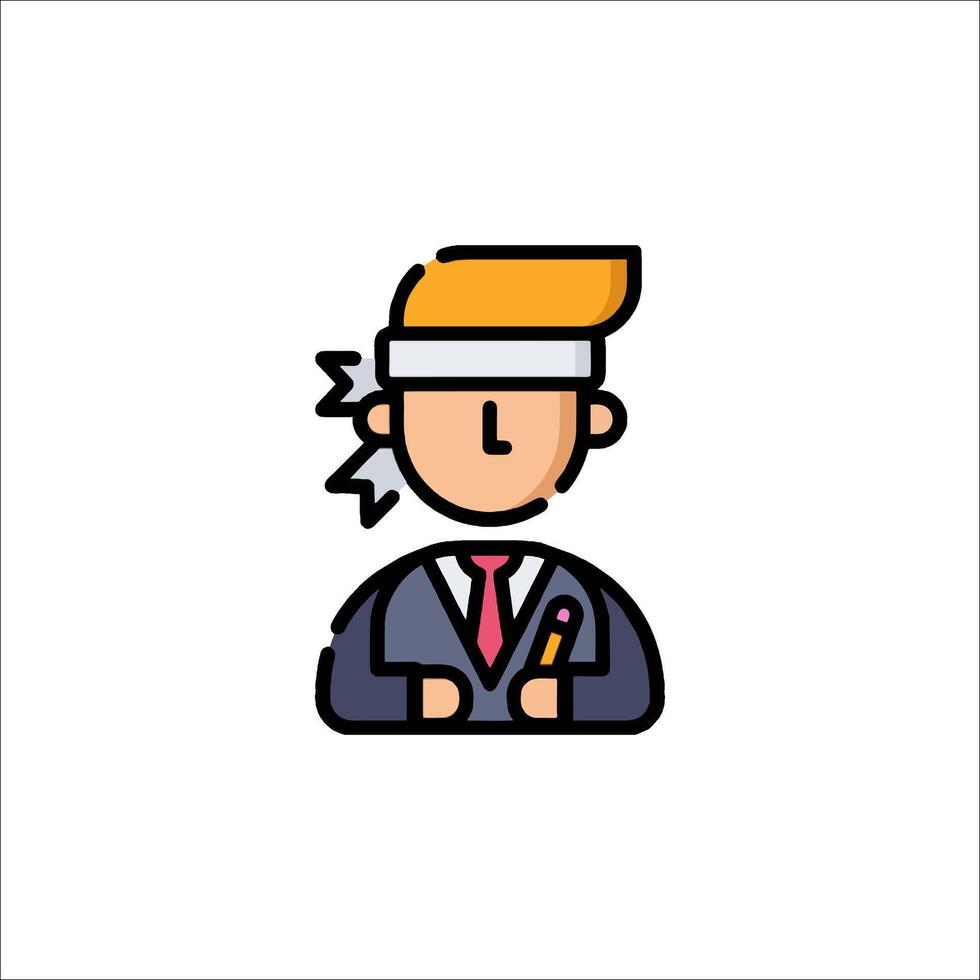 A man with a headband and a pen in his hand vector