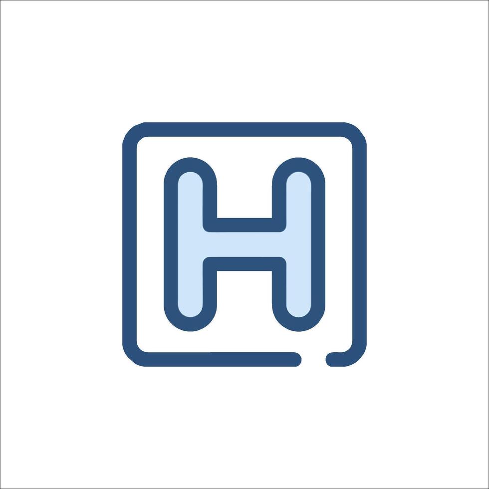 A blue and white logo with the letter h vector