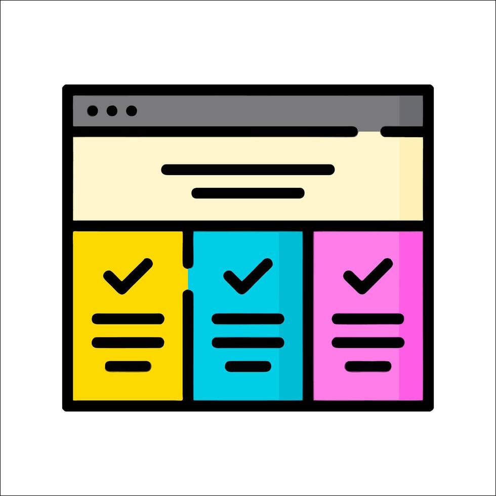 A web page with check boxes and a check mark vector