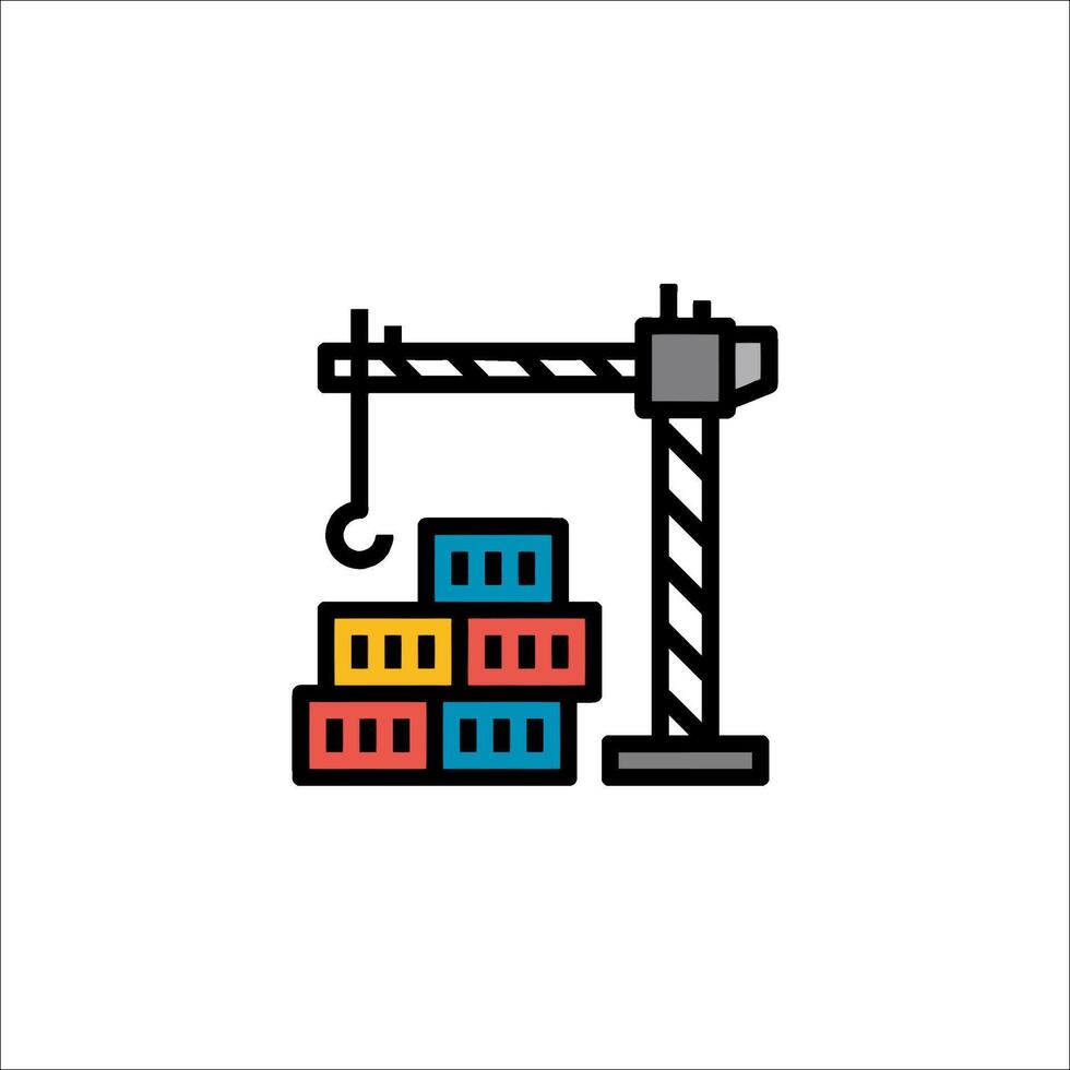 A crane with a stack of bricks on it vector