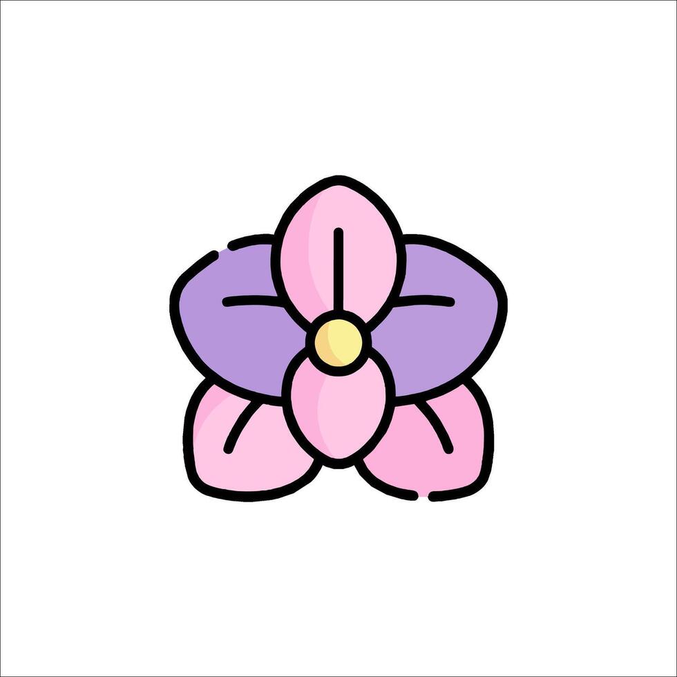 A purple flower with a yellow center on a white background vector