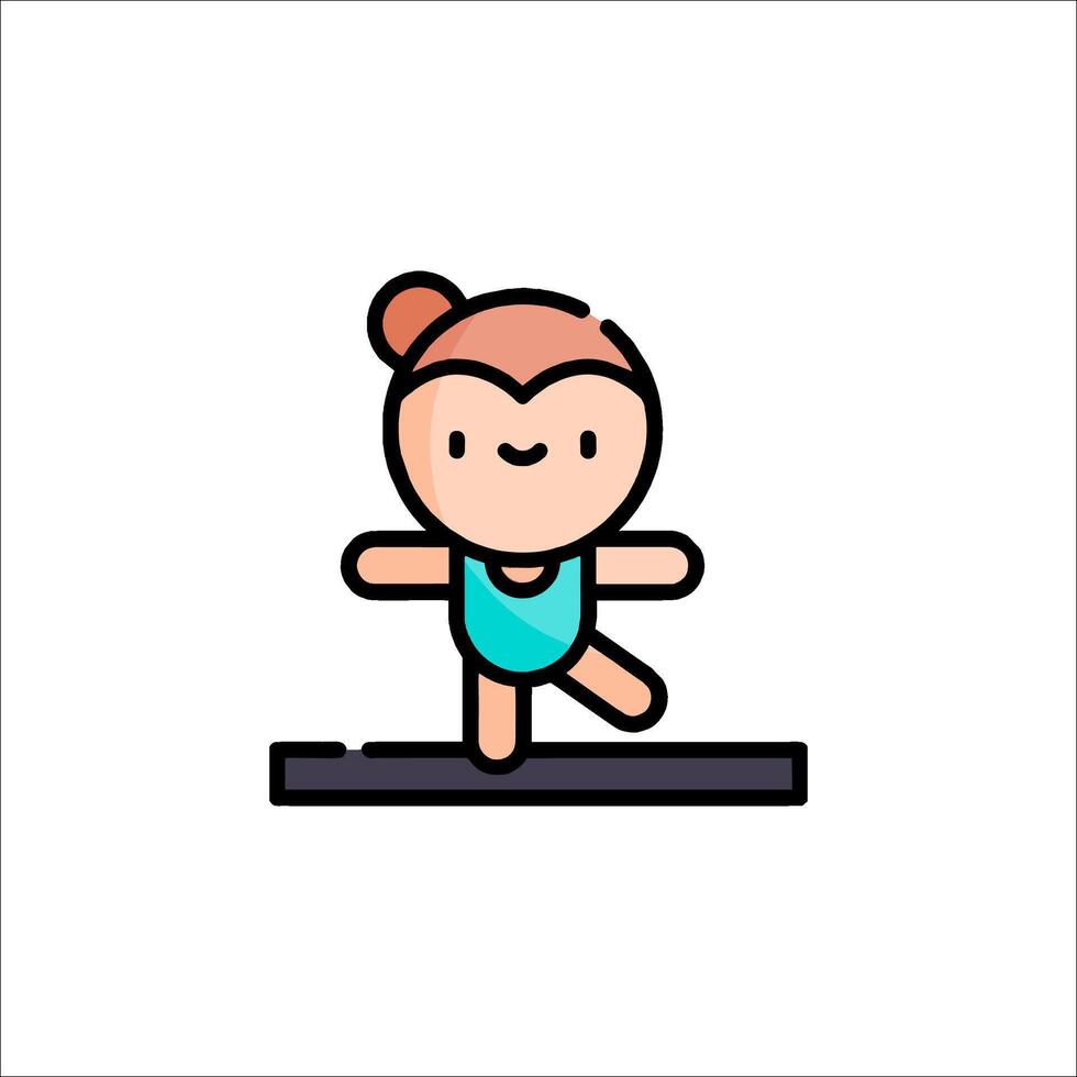 A girl is doing a gymnastics exercise on a balance beam vector