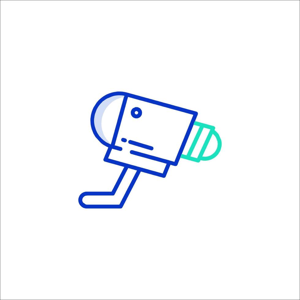 A blue and green icon of a camera vector