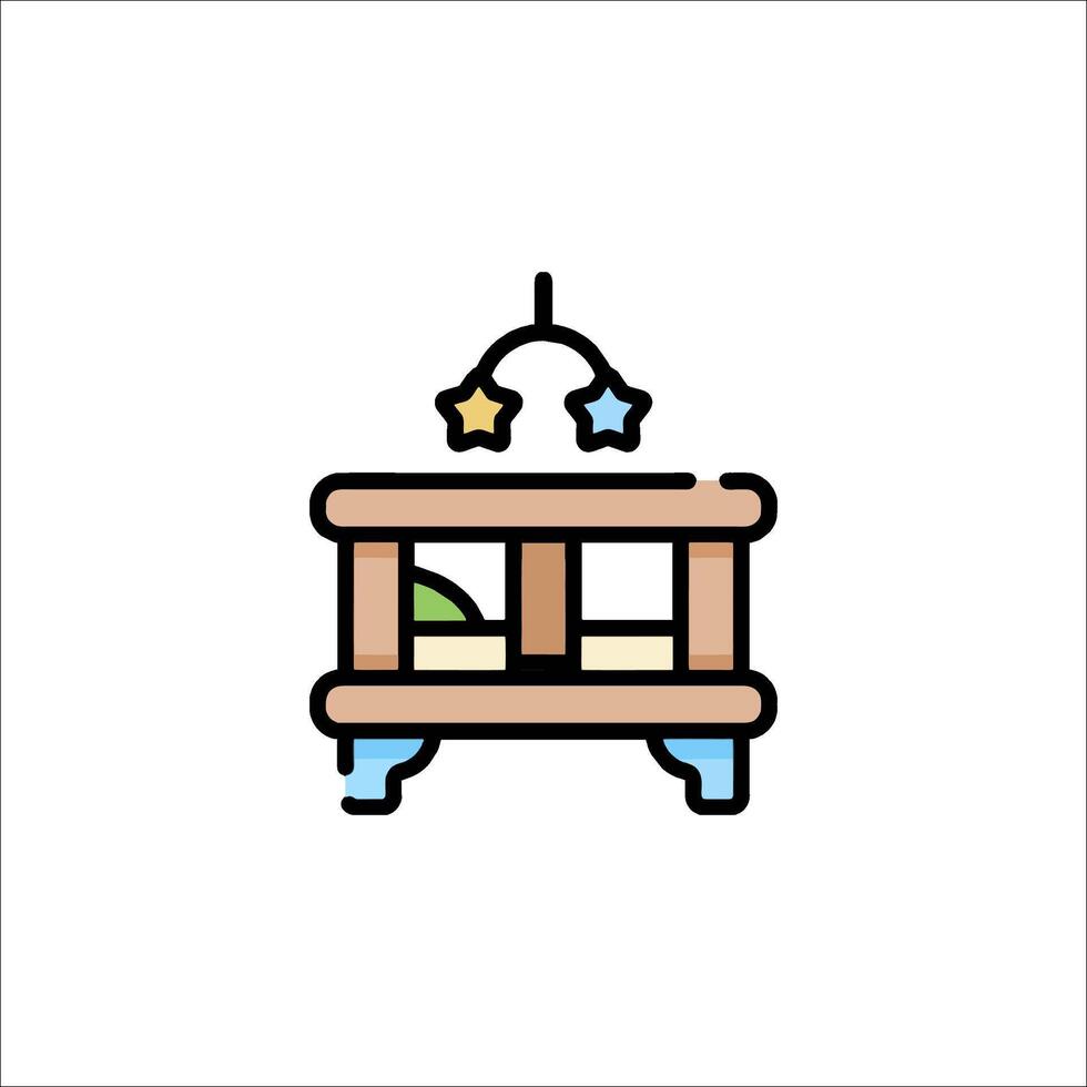 Baby crib icon vector