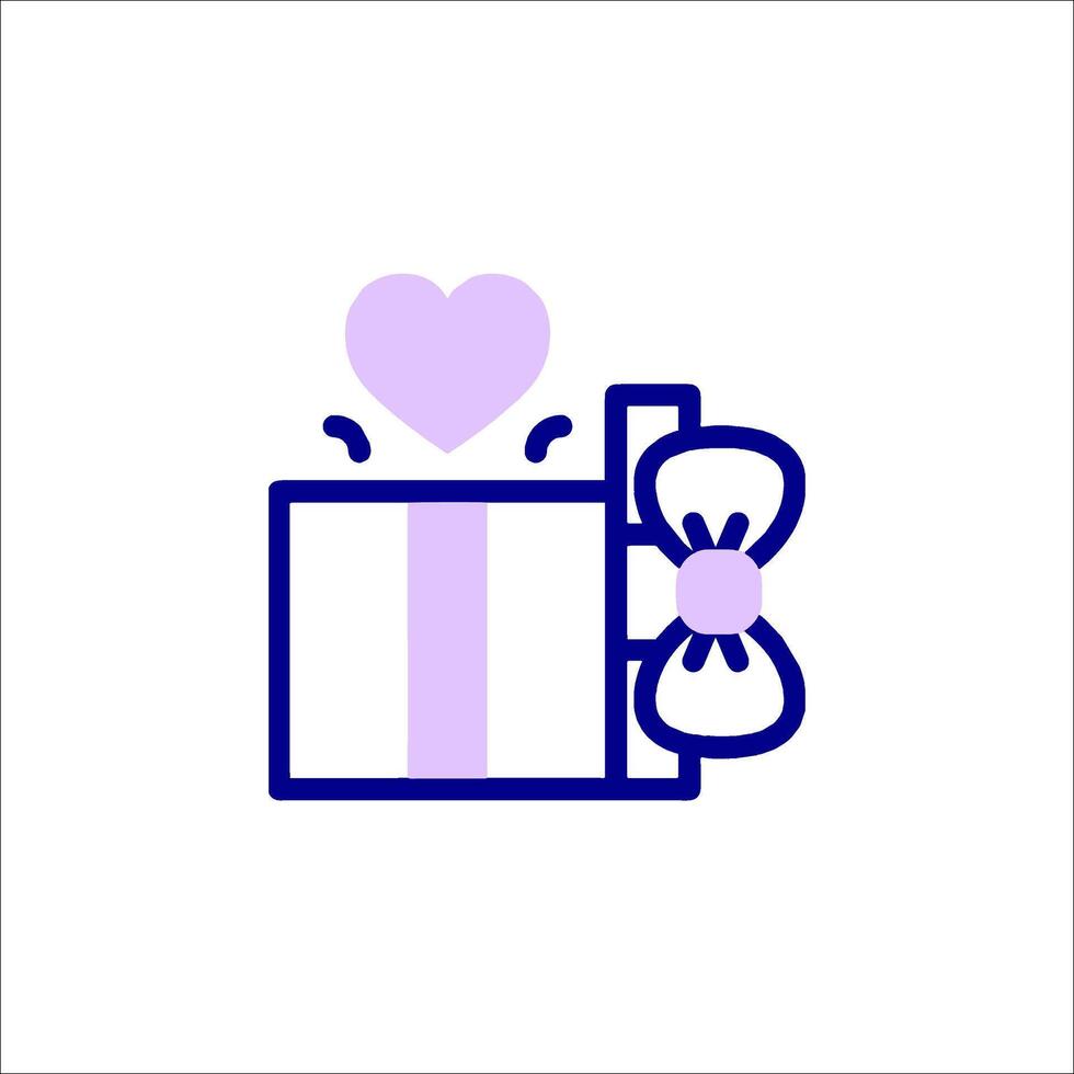 A purple gift box with a heart on it vector