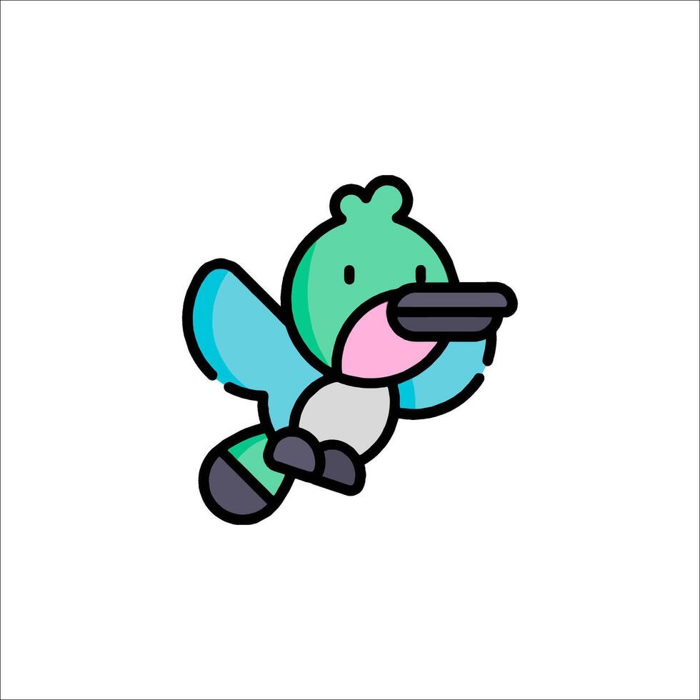 A cartoon bird with a long beak and a long tail vector