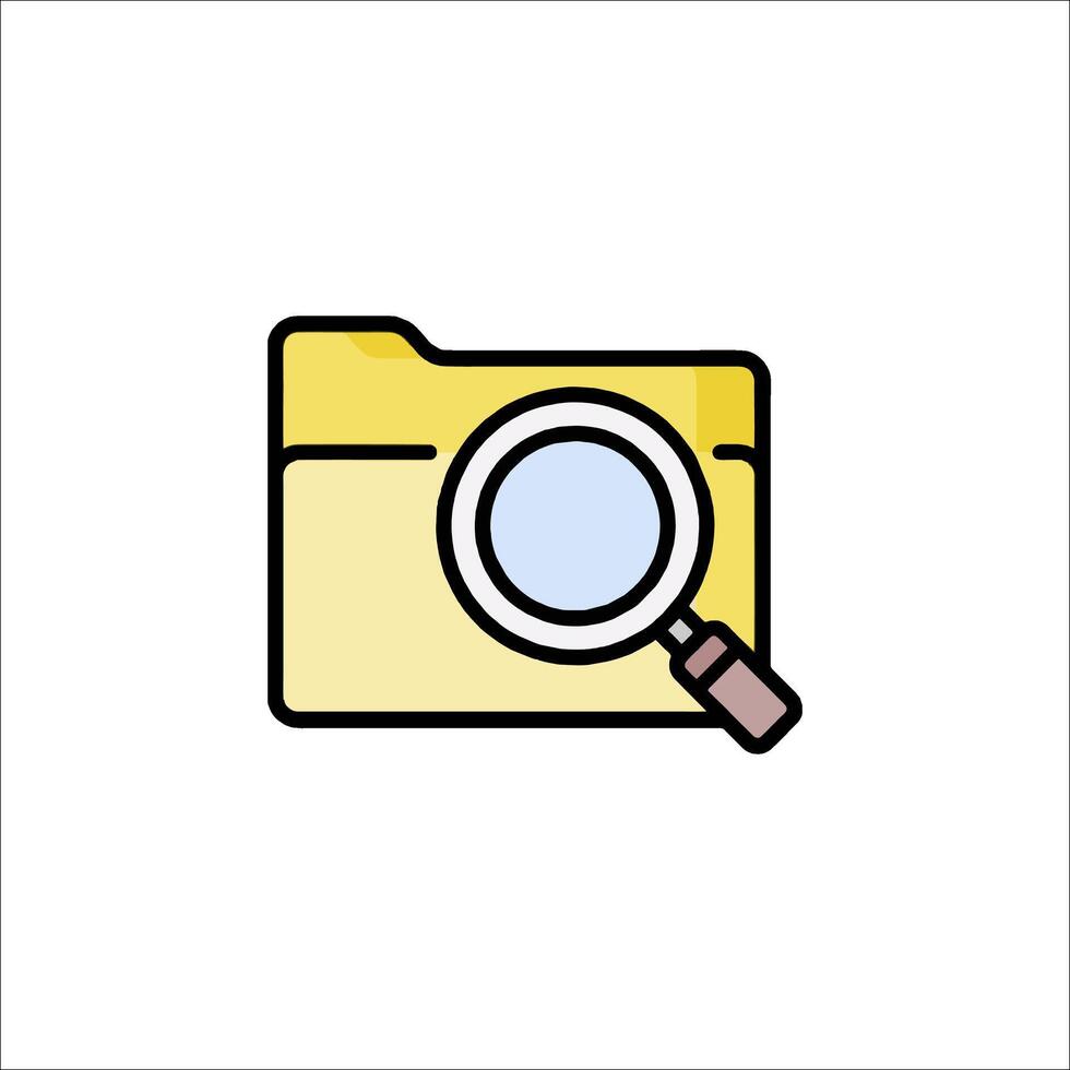 A magnifying folder icon with a magnifying glass vector