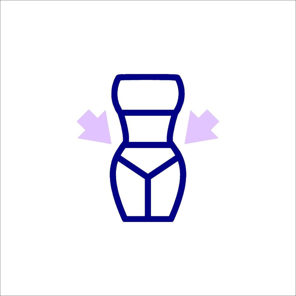 A woman's body suit with a blue outline vector