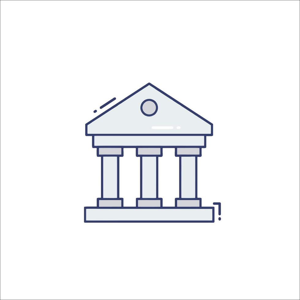 A bank building icon with columns and pillars vector