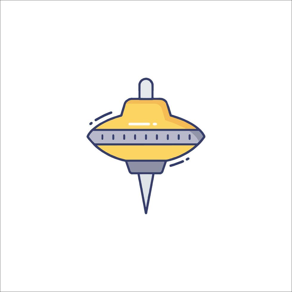 A yellow and white icon of a flying object vector