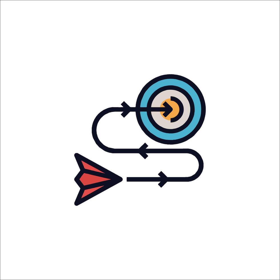 A line icon of an arrow and a target vector