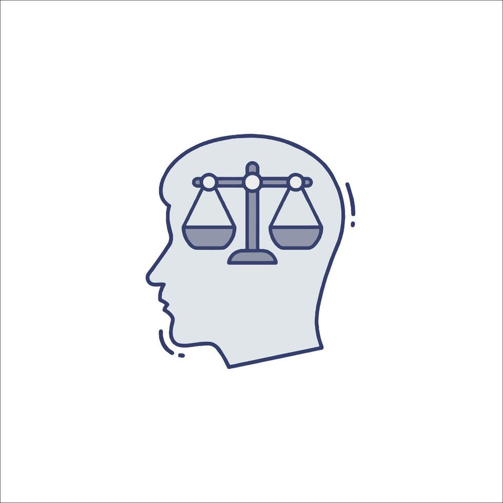 A man's head with scales of justice in it vector