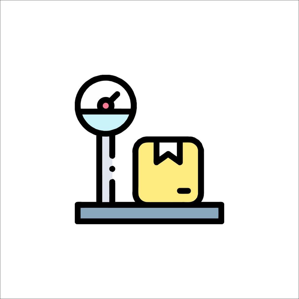 A scale with a box and a red ball vector