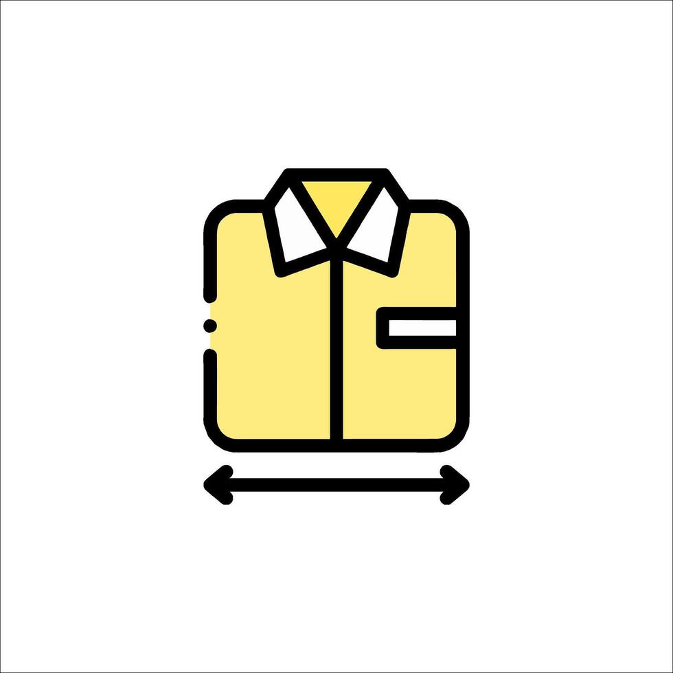A yellow shirt with a white collar and a black arrow vector