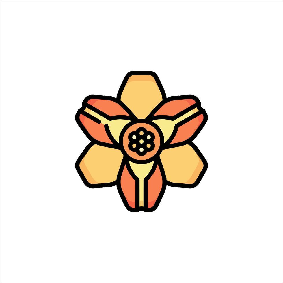 A flower with a yellow center and orange petals vector