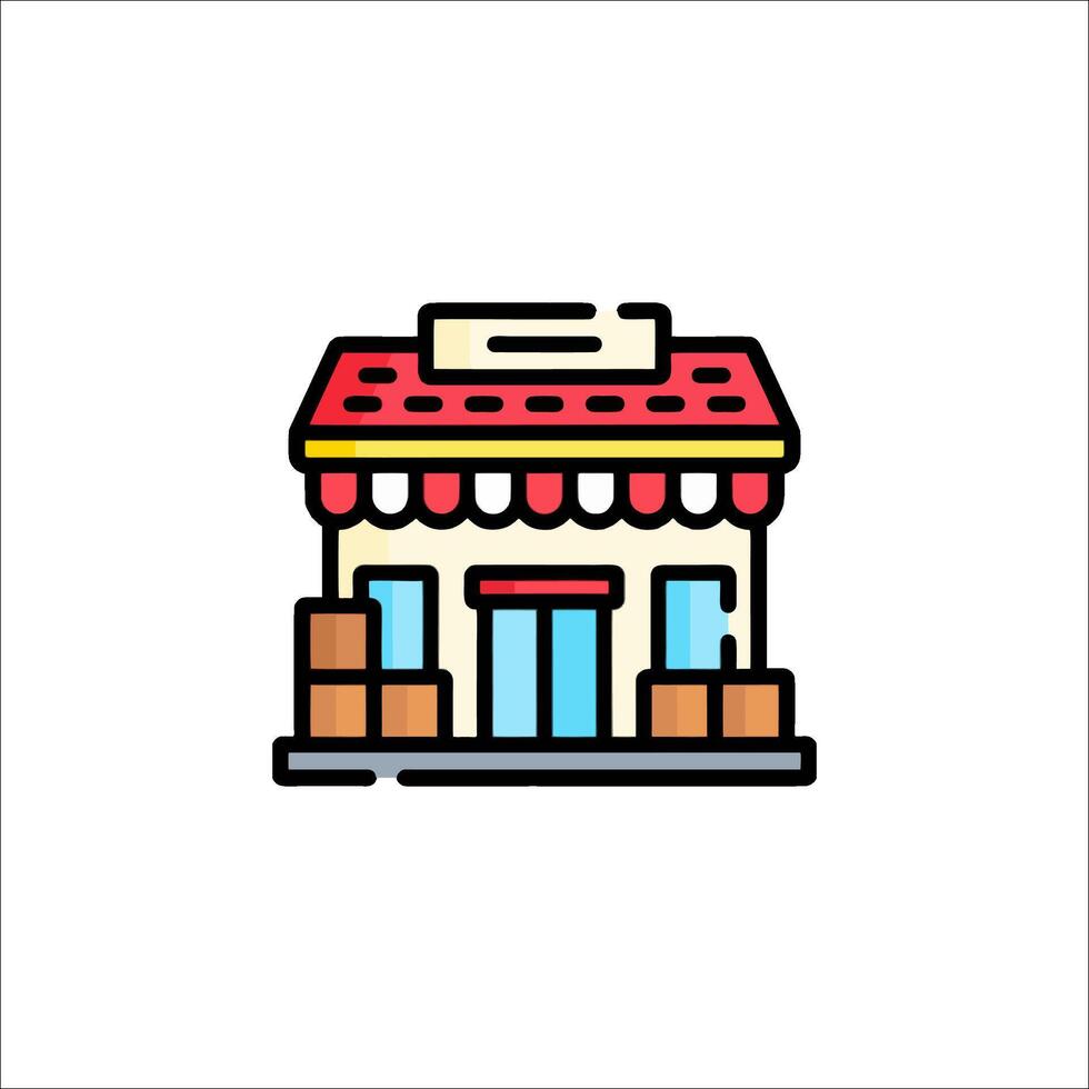 A store icon with boxes and a sign vector
