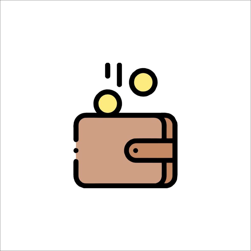 Wallet icon with coins and money vector