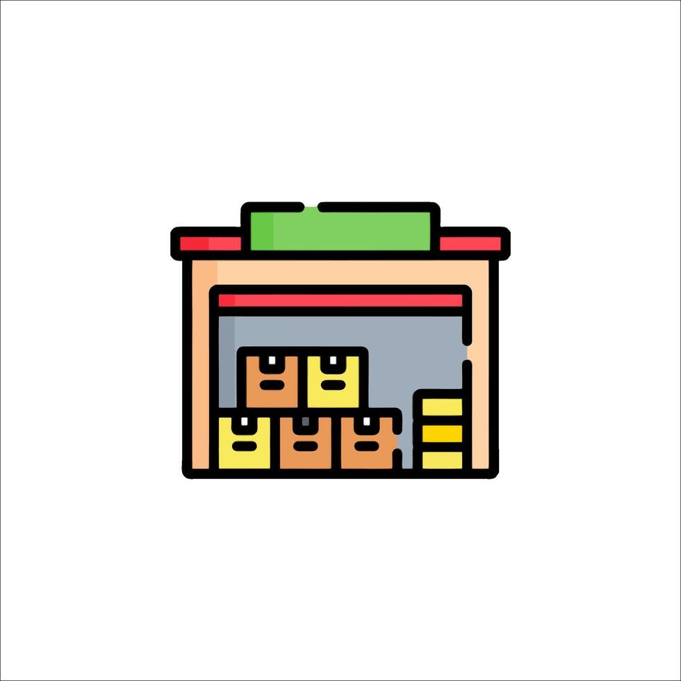 A storeroom icon with a door and shelves vector