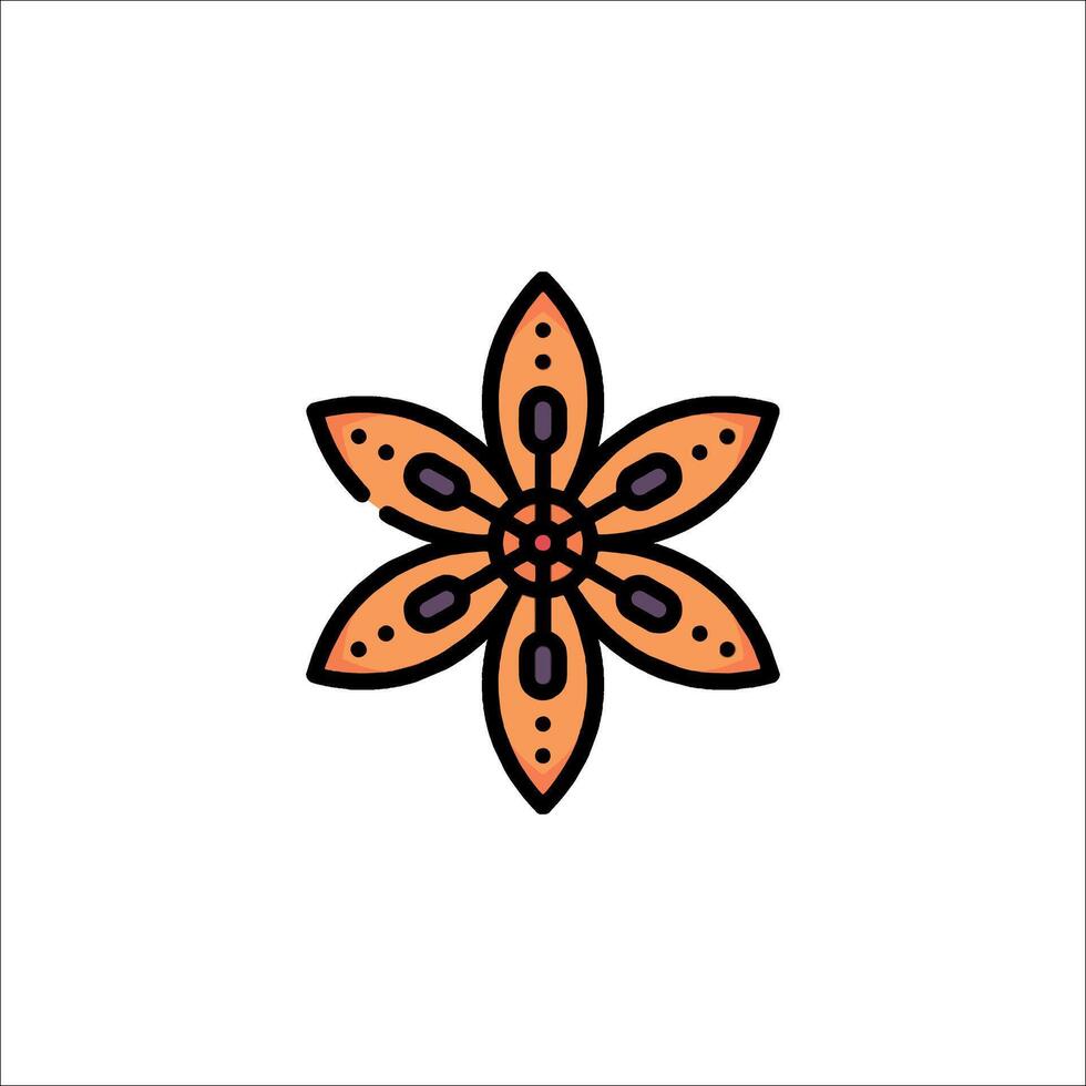 A flower icon with orange and black colors vector